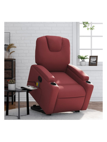 Sonata H Изправящ масажен наклоняем стол, виненочервен, изкуствена кожа