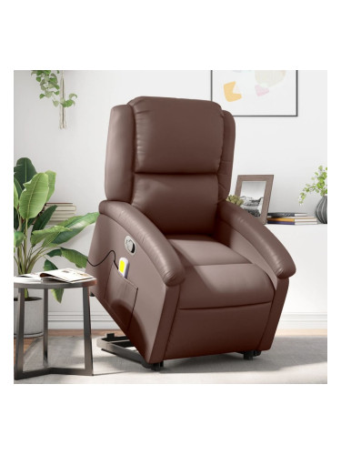 Sonata H Изправящ масажен реклайнер стол, кафяв, изкуствена кожа