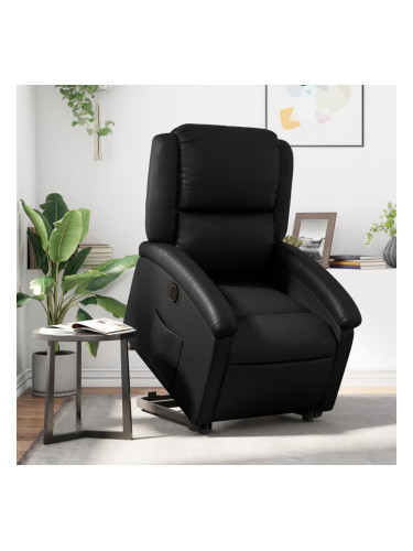 Sonata H Електрически изправящ реклайнер стол, черен, еко кожа