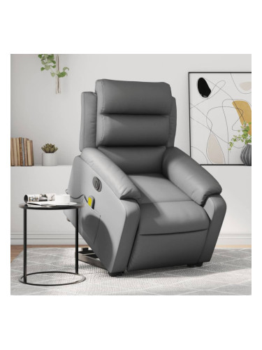 Sonata H Електрически изправящ масажен реклайнер стол, сив, еко кожа