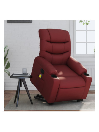 Sonata H Електрически изправящ масажен реклайнер, виненочервен, еко кожа
