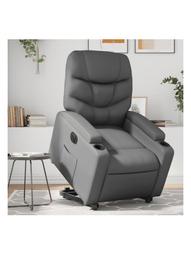 Sonata H Електрически изправящ реклайнер стол, сив, изкуствена кожа