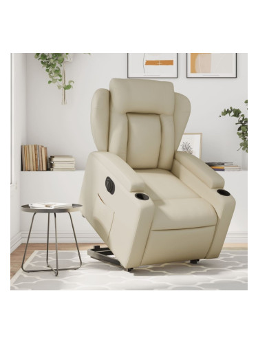 Sonata H Електрически изправящ реклайнер стол, кремав, изкуствена кожа