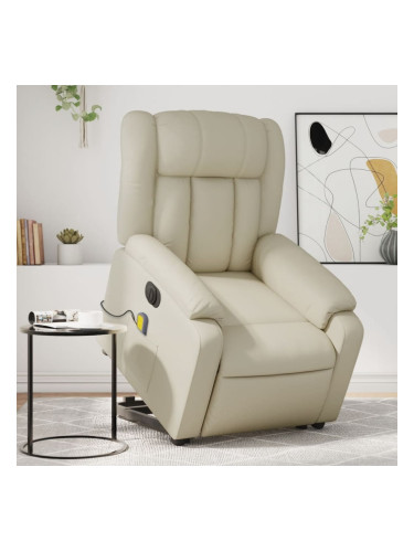 Sonata H Електрически изправящ масажен реклайнер стол, кремав, еко кожа