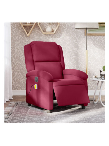 Sonata H Електрически масажен реклайнер стол, виненочервен, кадифе