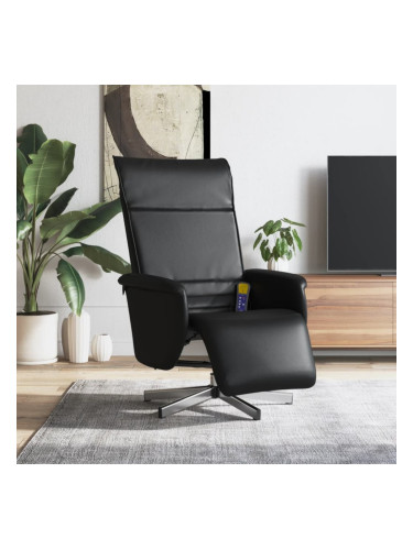 Sonata H Масажен реклайнер стол с опора за крака, черен, изкуствена кожа