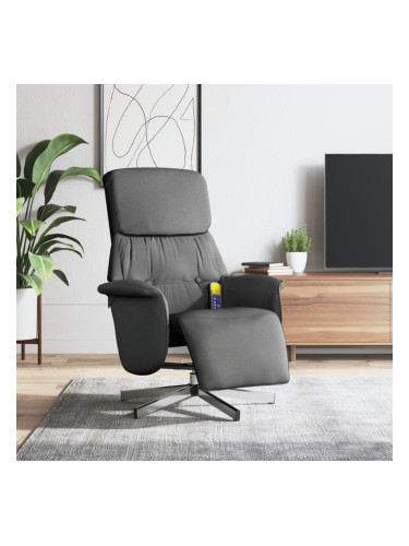 Sonata H Масажен реклайнер стол с поставка за крака, тъмносив, текстил