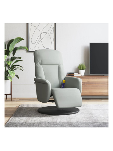 Sonata H Масажен реклайнер стол с поставка за крака, светлосив, кадифе