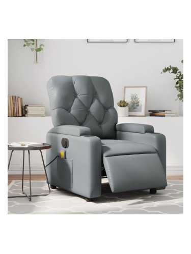 Sonata H Електрически масажен реклайнер стол, сив, изкуствена кожа