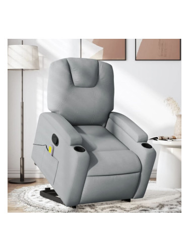 Sonata H Изправящ масажен реклайнер стол, светлосив, текстил