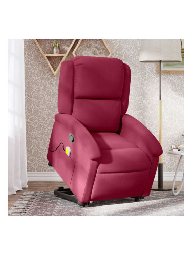 Sonata H Изправящ масажен реклайнер стол, Виненочервен, кадифе