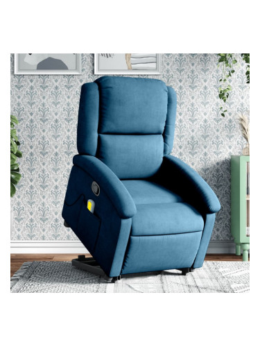 Sonata H Изправящ масажен реклайнер стол, син, кадифе