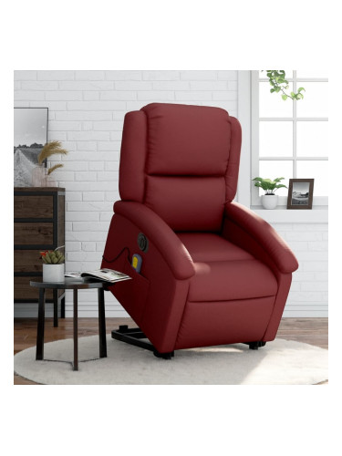 Sonata H Електрически изправящ масажен реклайнер, виненочервен, еко кожа