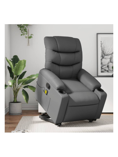 Sonata H Изправящ масажен реклайнер стол, сива, изкуствена кожа