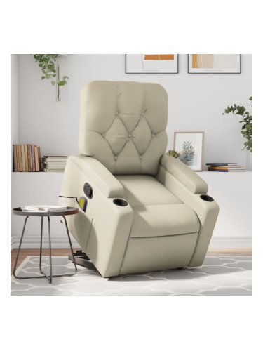 Sonata H Изправящ масажен реклайнер стол, кремав, изкуствена кожа