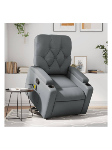 Sonata H Изправящ масажен реклайнер стол, сива, изкуствена кожа