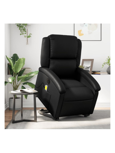 Sonata H Електрически изправящ масажен реклайнер стол, черен, еко кожа