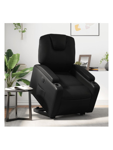 Sonata H Електрически изправящ реклайнер стол, черен, еко кожа