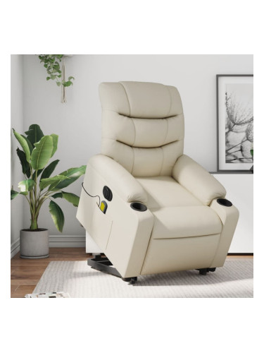 Sonata H Електрически изправящ масажен реклайнер стол, кремав, еко кожа