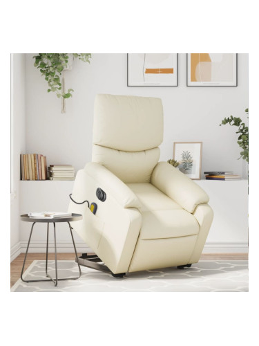 Sonata H Електрически изправящ масажен реклайнер стол, кремав, еко кожа