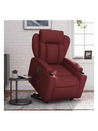 Sonata H Електрически изправящ реклайнер стол, виненочервен, еко кожа