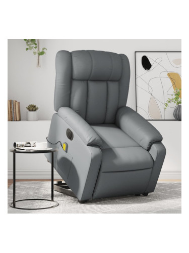 Sonata H Електрически изправящ масажен реклайнер стол, сив, еко кожа