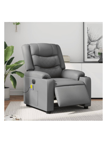 Sonata H Електрически масажен реклайнер стол, сив, изкуствена кожа