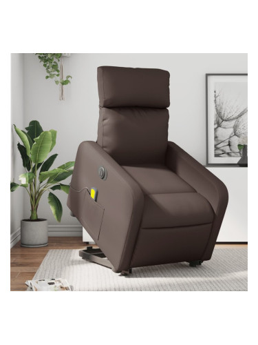 Sonata H Електрически изправящ масажен реклайнер стол, кафяв, еко кожа