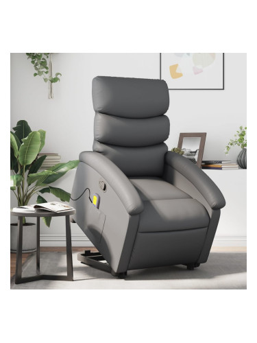 Sonata H Изправящ масажен реклайнер стол, сива, изкуствена кожа