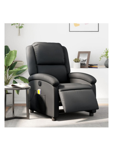 Sonata H Електрически масажен реклайнер стол, черен, естествена кожа
