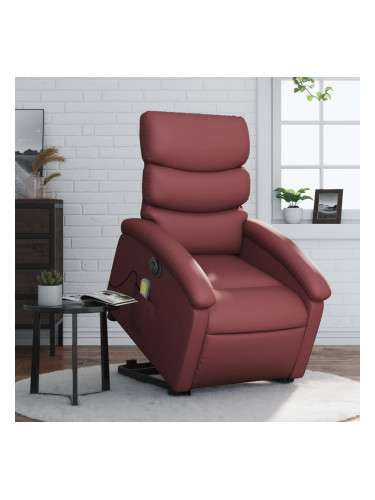 Sonata H Електрически изправящ масажен реклайнер, виненочервен, еко кожа