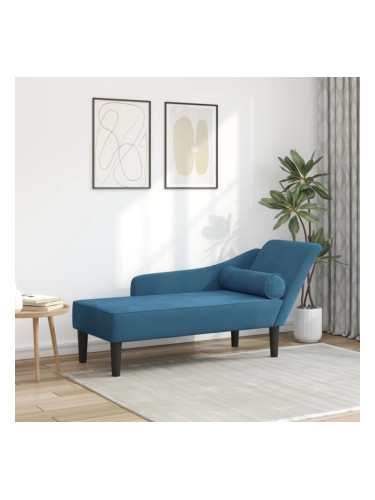 Sonata H Кушетка с възглавници, синя, кадифе