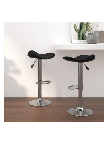 Sonata H Бар табуретки 2 бр черни хромирана стомана и изкуствена кожа