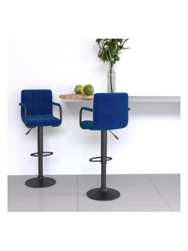 Sonata H Бар табуретки, 2 бр, сини, текстил