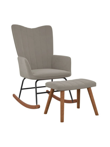 Sonata H Люлеещ се стол с табуретка, светлосив, кадифе