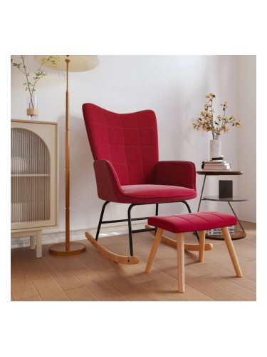 Sonata H Люлеещ се стол с табуретка, виненочервен, плат