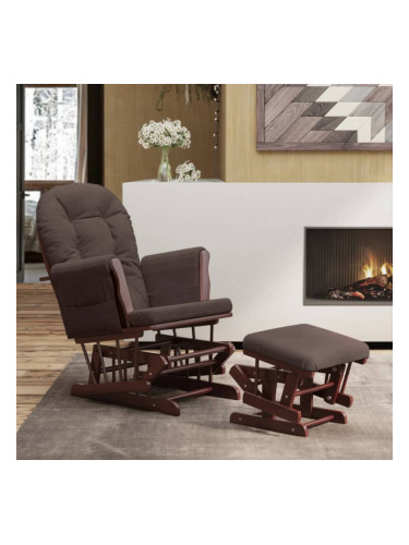 Sonata H Плъзгащ се стол с табуретка, кафяв, текстил