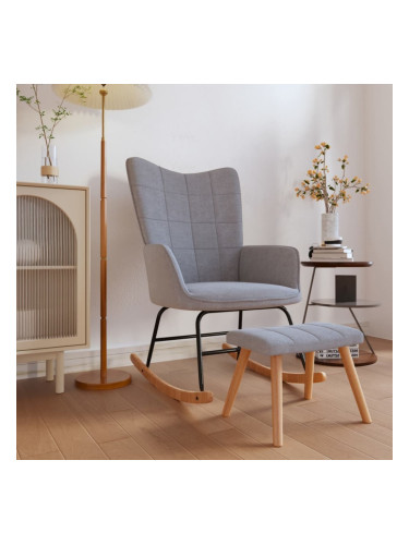 Sonata H Люлеещ се стол с табуретка, светлосив, плат