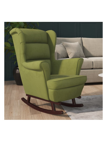 Sonata H Люлеещ стол с крака от каучуково дърво масив светлозелен кадифе