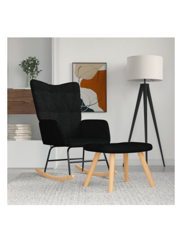 Sonata H Люлеещ се стол с табуретка, черен, плат