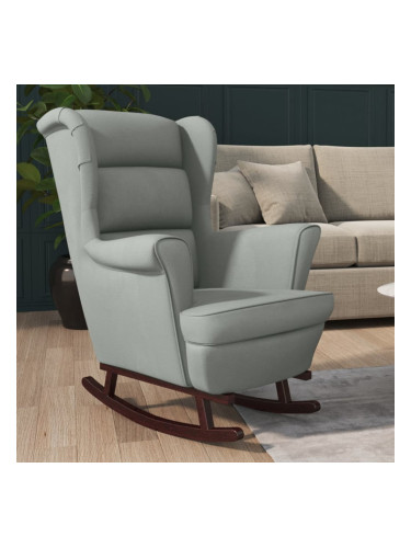 Sonata H Люлеещ стол с крака от каучуково дърво масив светлосив кадифе