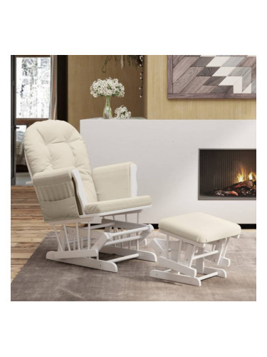 Sonata H Плъзгащ се стол с табуретка, кремавобял, текстил