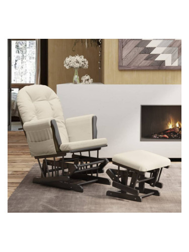 Sonata H Плъзгащ се стол с табуретка, кремавобял, текстил