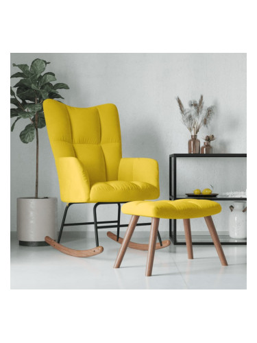 Sonata H Люлеещ се стол с табуретка, горчица, кадифе