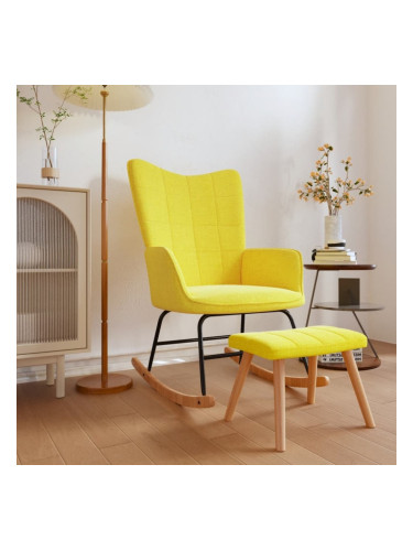 Sonata H Люлеещ се стол с табуретка, горчица жълто, текстил