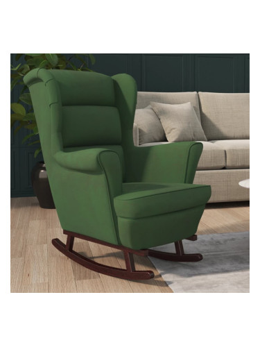 Sonata H Люлеещ стол с крака от каучуково дърво масив тъмнозелен кадифе