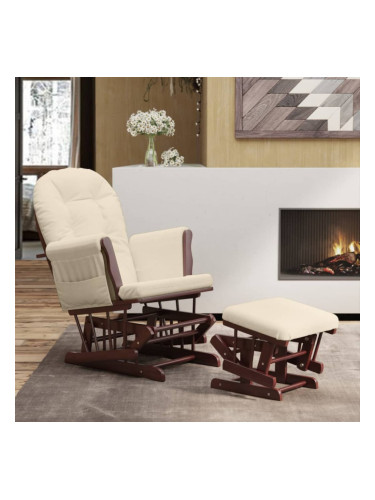 Sonata H Плъзгащ се стол с табуретка, кремавобял, текстил