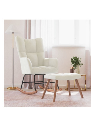 Sonata H Люлеещ се стол с табуретка, кремавобял, кадифе
