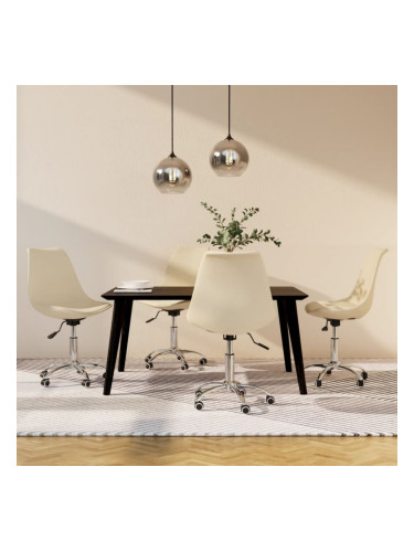 Sonata H Въртящи се трапезни столове, 4 бр, кремави, текстил