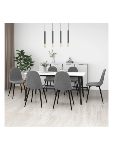 Sonata H Трапезни столове, 6 бр, светлосиви, кадифе